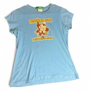 Y2K Peace Love Tees Graphic Blue Baby Tee
